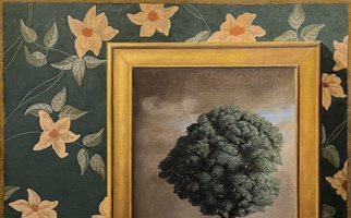 <strong>Wallpaper, frame, tree </strong> <span class="dims">24X20"</span> oil on linen